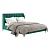Фото Двуспальная дизайнерская кровать с изголовьем Baxton Studio Sidoni зеленого цвета