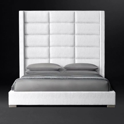 Фото Двуспальная кровать Modena Rectangular светло-серого цвета