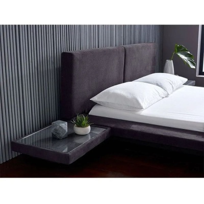 Фото Двуспальная кровать мягкая Harmonia темно-серого цвета