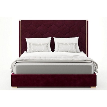 Фото Двуспальная кровать с подъемным механизмом Viola бордового цвета