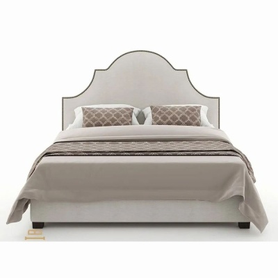 Фото Двуспальная кровать мягкая Cheresse серого цвета