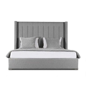 Фото Двуспальная кровать с ушками Berkley Winged Vertical серого цвета 