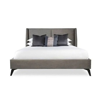 Фото Двуспальная кровать с изголовьем Wallery темно-серого цвета