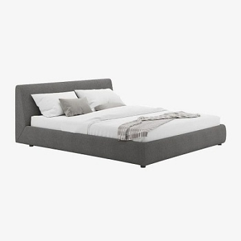 Фото Двуспальная кровать с мягким изголовьем Nest серого цвета
