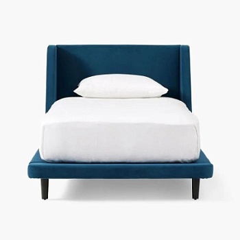 Фото Двуспальная кровать с ушками Mod Wingback синего цвета