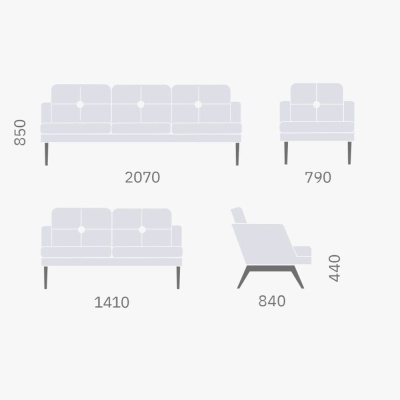 Фото Трехместный диван TRIGGA серого цвета