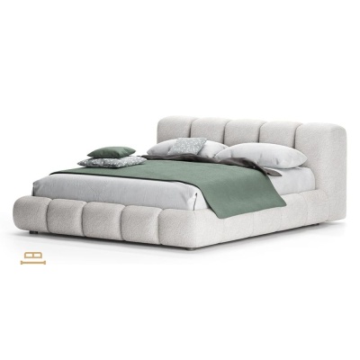 Фото Двуспальная кровать Fluffy серого цвета