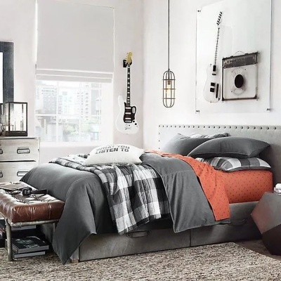 Фото Двуспальная кровать Axel серого цвета