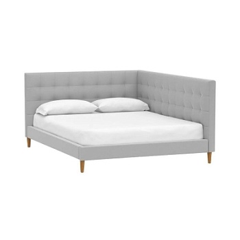Фото Двуспальная кровать Grid-Tufted Full Corner серого цвета