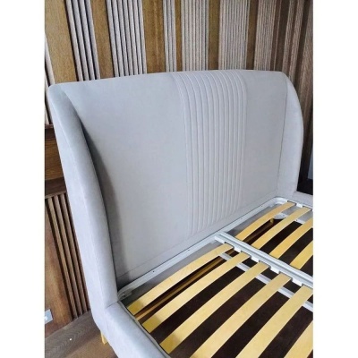 Фото Двуспальная кровать с ушками Noble серого цвета