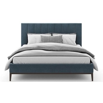 Фото Двуспальная кровать с изголовьем Italia Vertical Channel синего цвета