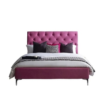 Фото Двуспальная кровать с мягким изголовьем Elise розового цвета