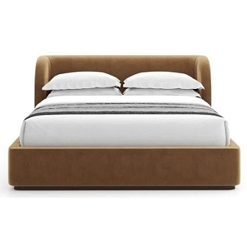 Фото Двуспальная кровать Copenhagen Panel Platform  светло-коричневого цвета