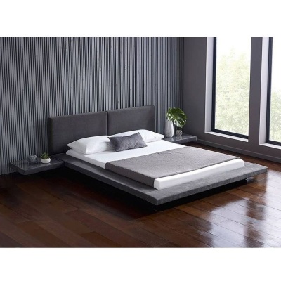 Фото Двуспальная кровать мягкая Harmonia темно-серого цвета