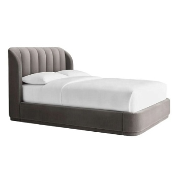 Фото Двуспальная кровать Valentina Platform серого цвета