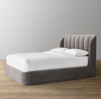 Фото Двуспальная кровать Valentina Platform серого цвета