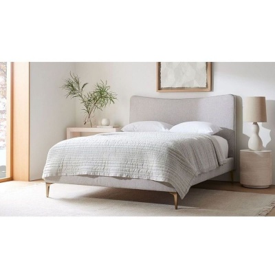 Фото Двуспальная кровать с  изголовьем Myla серого цвета