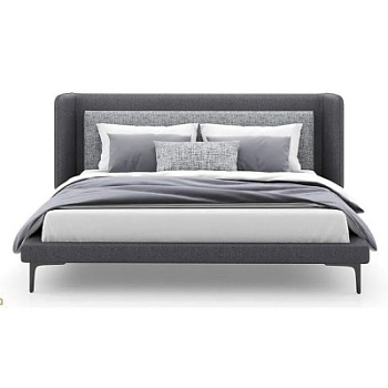 Фото Двуспальная кровать с мягким изголовьем Austien темно-серого цвета